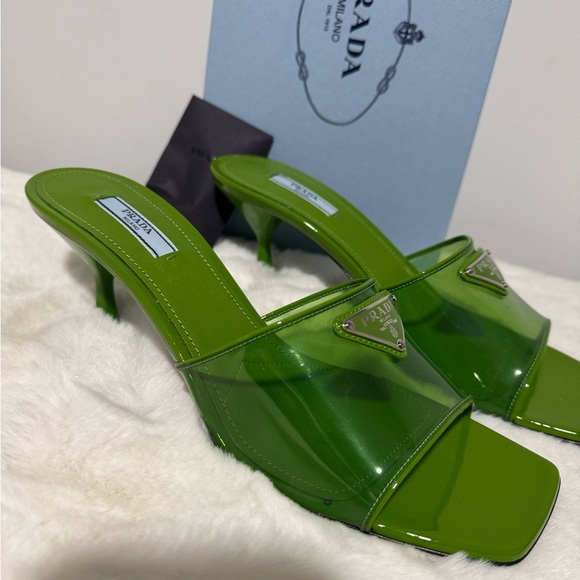 Prada Shoes - Prada Vibrant Green Heeled Mules